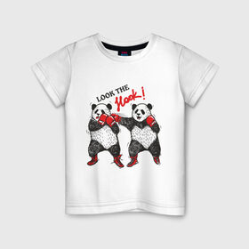 Детская футболка хлопок с принтом Look the Hook в Белгороде, 100% хлопок | круглый вырез горловины, полуприлегающий силуэт, длина до линии бедер | панда