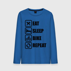 Мужской лонгслив хлопок с принтом Eat Sleep Bike Repeat в Белгороде, 100% хлопок |  | bike | eat | eat sleep bike repeat | repeat | sleep | велоспорт | кровать | спорт