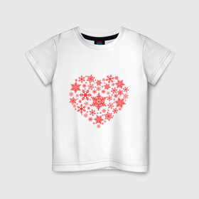 Детская футболка хлопок с принтом Снежное сердце в Белгороде, 100% хлопок | круглый вырез горловины, полуприлегающий силуэт, длина до линии бедер | Тематика изображения на принте: новый год | новый год 2014 | подарки | праздник | сердечко | снег | снежное сердце | холодное сердце