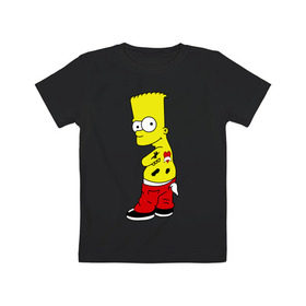 Детская футболка хлопок с принтом Барт в татуировках в Белгороде, 100% хлопок | круглый вырез горловины, полуприлегающий силуэт, длина до линии бедер | барт в татуировках | кино | мультфильмы и тв | симпсоны | тату