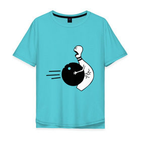 Мужская футболка хлопок Oversize с принтом Жестокий боулинг в Белгороде, 100% хлопок | свободный крой, круглый ворот, “спинка” длиннее передней части | жестокий боулинг | кегля | спорт | струйк | цель | шар
