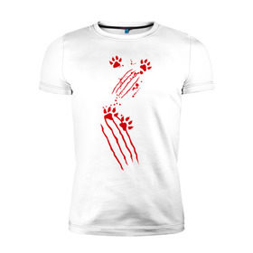 Мужская футболка премиум с принтом Нападение кота в Белгороде, 92% хлопок, 8% лайкра | приталенный силуэт, круглый вырез ворота, длина до линии бедра, короткий рукав | злой кот | когти | кошки | лапки | лапы | нападение кота | прикольные картинки | царапины