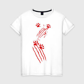 Женская футболка хлопок с принтом Нападение кота в Белгороде, 100% хлопок | прямой крой, круглый вырез горловины, длина до линии бедер, слегка спущенное плечо | злой кот | когти | кошки | лапки | лапы | нападение кота | прикольные картинки | царапины