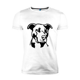 Мужская футболка премиум с принтом Питбуль (Pitbull) в Белгороде, 92% хлопок, 8% лайкра | приталенный силуэт, круглый вырез ворота, длина до линии бедра, короткий рукав | друг человека | животные | пес | питбуль (pitbull) | прикольные картинки | силуэт пса | собака