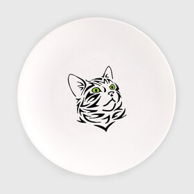 Тарелка с принтом Узор - кот в Белгороде, фарфор | диаметр - 210 мм
диаметр для нанесения принта - 120 мм | глаза | киска | кот с зеленными глазами | кошки | силуэт  кота | узор   кот