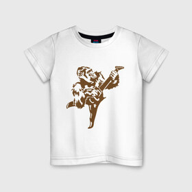 Детская футболка хлопок с принтом Горилла с электрогитарой в Белгороде, 100% хлопок | круглый вырез горловины, полуприлегающий силуэт, длина до линии бедер | гитара