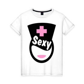 Женская футболка хлопок с принтом Горячая медсестра в Белгороде, 100% хлопок | прямой крой, круглый вырез горловины, длина до линии бедер, слегка спущенное плечо | горячая медсестра | девушкам | пафосные