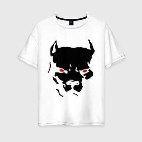 Женская футболка хлопок Oversize с принтом Стаффордширский терьер в Белгороде, 100% хлопок | свободный крой, круглый ворот, спущенный рукав, длина до линии бедер
 | media | глаза | животные | красные глаза | пес | прикольные картинки | собака | старфорширдский терьер