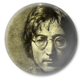 Значок с принтом Джон Леннон в Белгороде,  металл | круглая форма, металлическая застежка в виде булавки | Тематика изображения на принте: 