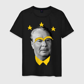 Мужская футболка хлопок с принтом Брежнев в Белгороде, 100% хлопок | прямой крой, круглый вырез горловины, длина до линии бедер, слегка спущенное плечо. | банан