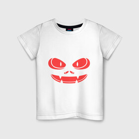 Детская футболка хлопок с принтом Лицо монстра в Белгороде, 100% хлопок | круглый вырез горловины, полуприлегающий силуэт, длина до линии бедер | глаза | зубы | лицо монстра | монстр | свет | тыква | хэллоуин