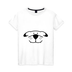 Женская футболка хлопок с принтом Собачка в Белгороде, 100% хлопок | прямой крой, круглый вырез горловины, длина до линии бедер, слегка спущенное плечо | 