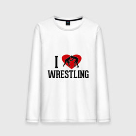 Мужской лонгслив хлопок с принтом I love wrestling в Белгороде, 100% хлопок |  | Тематика изображения на принте: i love wrestling | греко   римская борьба | любовь к спорту | сердце | спорт