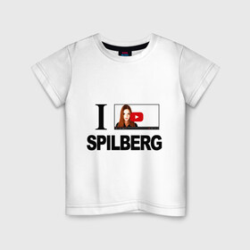Детская футболка хлопок с принтом Саша Спилберг в Белгороде, 100% хлопок | круглый вырез горловины, полуприлегающий силуэт, длина до линии бедер | i love spilberg | sasha spilberg | видеоблоггер | люблю спилберг | саша спилберг