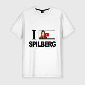 Мужская футболка премиум с принтом Саша Спилберг в Белгороде, 92% хлопок, 8% лайкра | приталенный силуэт, круглый вырез ворота, длина до линии бедра, короткий рукав | i love spilberg | sasha spilberg | видеоблоггер | люблю спилберг | саша спилберг