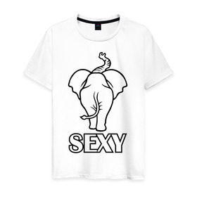 Мужская футболка хлопок с принтом Sexy (секси) в Белгороде, 100% хлопок | прямой крой, круглый вырез горловины, длина до линии бедер, слегка спущенное плечо. | Тематика изображения на принте: животные | прикольные картинки