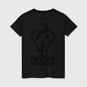 Женская футболка хлопок с принтом Sexy (секси) в Белгороде, 100% хлопок | прямой крой, круглый вырез горловины, длина до линии бедер, слегка спущенное плечо | Тематика изображения на принте: животные | прикольные картинки