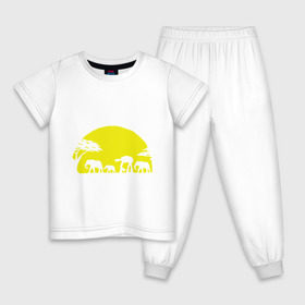 Детская пижама хлопок с принтом Слоники в Белгороде, 100% хлопок |  брюки и футболка прямого кроя, без карманов, на брюках мягкая резинка на поясе и по низу штанин
 | африканский | африканское солнце | животные | слоны  на фоне солнца | солнце | этнический