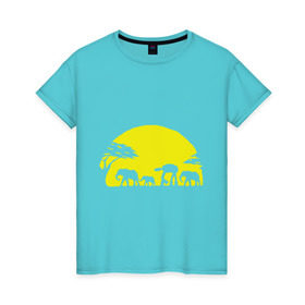 Женская футболка хлопок с принтом Слоники в Белгороде, 100% хлопок | прямой крой, круглый вырез горловины, длина до линии бедер, слегка спущенное плечо | африканский | африканское солнце | животные | слоны  на фоне солнца | солнце | этнический