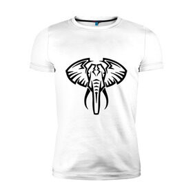 Мужская футболка премиум с принтом Слон тату в Белгороде, 92% хлопок, 8% лайкра | приталенный силуэт, круглый вырез ворота, длина до линии бедра, короткий рукав | большой слон | голова слона | животные | прикольные картинки | силуэт слона | слон тату | трайбл