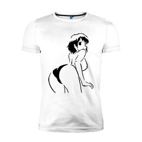 Мужская футболка премиум с принтом Девушка в стиле аниме в Белгороде, 92% хлопок, 8% лайкра | приталенный силуэт, круглый вырез ворота, длина до линии бедра, короткий рукав | аниме | девушка | девушка в стиле аниме