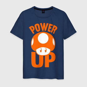 Мужская футболка хлопок с принтом Mario power up в Белгороде, 100% хлопок | прямой крой, круглый вырез горловины, длина до линии бедер, слегка спущенное плечо. | nintendo | марио | нинтендо