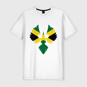 Мужская футболка премиум с принтом Jamaica bird в Белгороде, 92% хлопок, 8% лайкра | приталенный силуэт, круглый вырез ворота, длина до линии бедра, короткий рукав | Тематика изображения на принте: флаг | ямайка птица