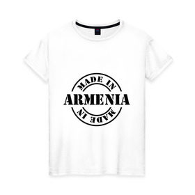 Женская футболка хлопок с принтом Made in Armenia (сделано в Армении) в Белгороде, 100% хлопок | прямой крой, круглый вырез горловины, длина до линии бедер, слегка спущенное плечо | made in armenia | армения | сделано в армении | туристические