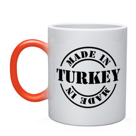 Кружка хамелеон с принтом Made in Turkey (сделано в Турции) в Белгороде, керамика | меняет цвет при нагревании, емкость 330 мл | made in turkey | сделано в турции | туристические | турция