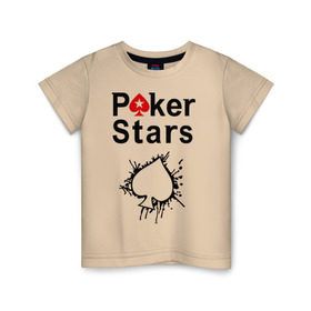 Детская футболка хлопок с принтом Poker Stars в Белгороде, 100% хлопок | круглый вырез горловины, полуприлегающий силуэт, длина до линии бедер | Тематика изображения на принте: pokerstars