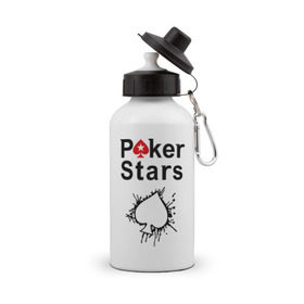 Бутылка спортивная с принтом Poker Stars в Белгороде, металл | емкость — 500 мл, в комплекте две пластиковые крышки и карабин для крепления | Тематика изображения на принте: pokerstars