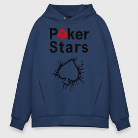 Мужское худи Oversize хлопок с принтом Poker Stars в Белгороде, френч-терри — 70% хлопок, 30% полиэстер. Мягкий теплый начес внутри —100% хлопок | боковые карманы, эластичные манжеты и нижняя кромка, капюшон на магнитной кнопке | pokerstars