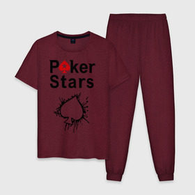 Мужская пижама хлопок с принтом Poker Stars в Белгороде, 100% хлопок | брюки и футболка прямого кроя, без карманов, на брюках мягкая резинка на поясе и по низу штанин
 | Тематика изображения на принте: pokerstars