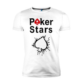 Мужская футболка премиум с принтом Poker Stars в Белгороде, 92% хлопок, 8% лайкра | приталенный силуэт, круглый вырез ворота, длина до линии бедра, короткий рукав | Тематика изображения на принте: pokerstars