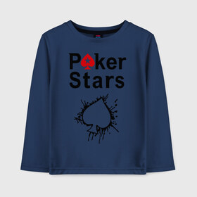 Детский лонгслив хлопок с принтом Poker Stars в Белгороде, 100% хлопок | круглый вырез горловины, полуприлегающий силуэт, длина до линии бедер | Тематика изображения на принте: pokerstars