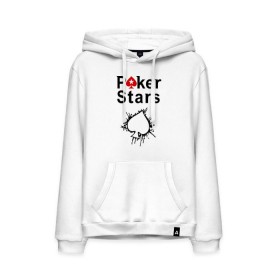 Мужская толстовка хлопок с принтом Poker Stars в Белгороде, френч-терри, мягкий теплый начес внутри (100% хлопок) | карман-кенгуру, эластичные манжеты и нижняя кромка, капюшон с подкладом и шнурком | Тематика изображения на принте: pokerstars
