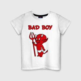 Детская футболка хлопок с принтом bad boy в Белгороде, 100% хлопок | круглый вырез горловины, полуприлегающий силуэт, длина до линии бедер | b boy | bad | boy | парень | прикольные картинки | черт | чертик