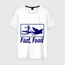 Мужская футболка хлопок с принтом fast food - быстрая еда в Белгороде, 100% хлопок | прямой крой, круглый вырез горловины, длина до линии бедер, слегка спущенное плечо. | Тематика изображения на принте: fast food | fast food   быстрая еда | акула | быстрая еда | еда | прикольные картинки
