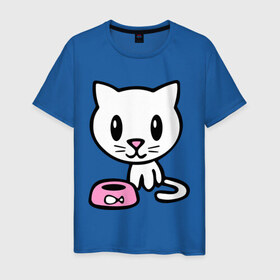 Мужская футболка хлопок с принтом Милый котенок в Белгороде, 100% хлопок | прямой крой, круглый вырез горловины, длина до линии бедер, слегка спущенное плечо. | 
