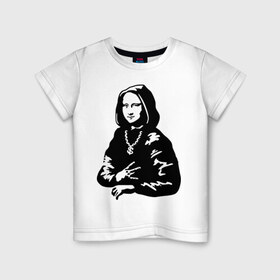 Детская футболка хлопок с принтом Стильная Мона Лиза в Белгороде, 100% хлопок | круглый вырез горловины, полуприлегающий силуэт, длина до линии бедер | знаменитые личности | лиза | мона | прикольные картинки | стильная | стильная мона лиза