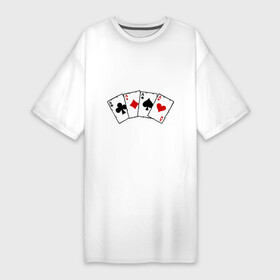 Платье-футболка хлопок с принтом Четыре туза в Белгороде,  |  | игра | игральные карты | карты | покер | туз | тузы | четыре туза
