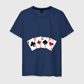 Мужская футболка хлопок с принтом Четыре туза в Белгороде, 100% хлопок | прямой крой, круглый вырез горловины, длина до линии бедер, слегка спущенное плечо. | игра | игральные карты | карты | покер | туз | тузы | четыре туза
