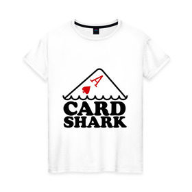 Женская футболка хлопок с принтом Карточная акула в Белгороде, 100% хлопок | прямой крой, круглый вырез горловины, длина до линии бедер, слегка спущенное плечо | pokerstars