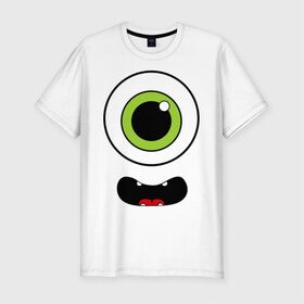 Мужская футболка премиум с принтом Циклоп в Белгороде, 92% хлопок, 8% лайкра | приталенный силуэт, круглый вырез ворота, длина до линии бедра, короткий рукав | глаз | глаз циклопа | мифы | позитив и смайлы | циклоп