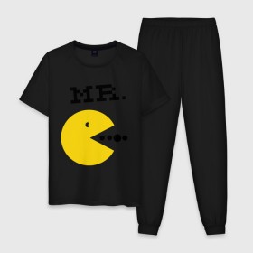 Мужская пижама хлопок с принтом Mистер Pac-Man (парная) в Белгороде, 100% хлопок | брюки и футболка прямого кроя, без карманов, на брюках мягкая резинка на поясе и по низу штанин
 | 