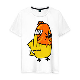 Мужская футболка хлопок с принтом дерзкая птица в Белгороде, 100% хлопок | прямой крой, круглый вырез горловины, длина до линии бедер, слегка спущенное плечо. | дерзкая птица | животные | прикольные картинки | птица