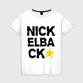 Женская футболка хлопок с принтом Nickelback star в Белгороде, 100% хлопок | прямой крой, круглый вырез горловины, длина до линии бедер, слегка спущенное плечо | 