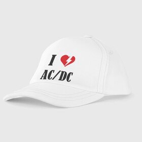 Детская бейсболка с принтом I Love AC DC в Белгороде, 100% хлопок | классический козырек, металлическая застежка-регулятор размера | ac dc | i love ac dc | музыка | музыка для сердца | рок | сердце