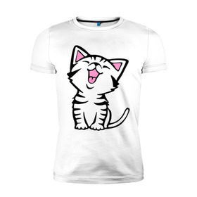 Мужская футболка премиум с принтом милый котенок в Белгороде, 92% хлопок, 8% лайкра | приталенный силуэт, круглый вырез ворота, длина до линии бедра, короткий рукав | киса | котёнок | котик | кошки | милые | милый | милый котенок