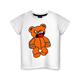 Детская футболка хлопок с принтом angry bear в Белгороде, 100% хлопок | круглый вырез горловины, полуприлегающий силуэт, длина до линии бедер | животные angry bear | медведь | миша | сердитый мишка